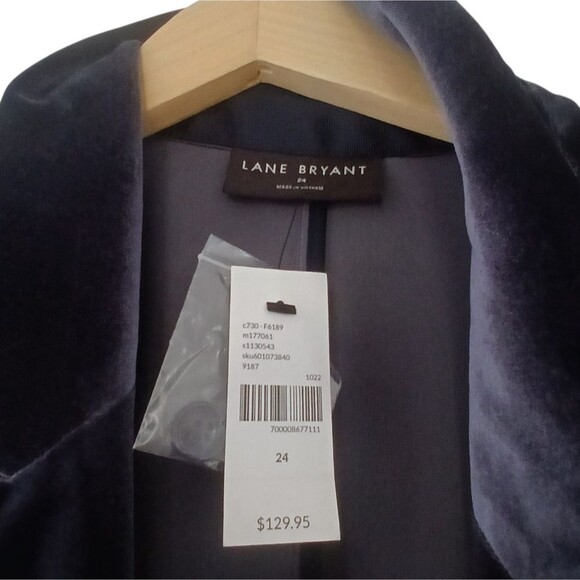 Lane Bryant Purple Velvet Blazer w/ Notched Lapel Classic Slouchy Comfortable 24 - Picture 2 of 13